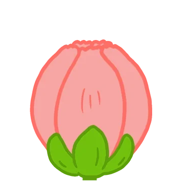 꽃봉오리 속에서 활짝 피어나는 하루 이모티콘